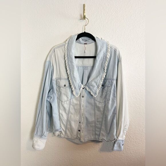 Free People Blue Daisy Baby Patchwork blouse medium - Picture 6 of 11